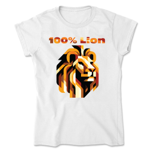 Oryginalna koszulka z nadrukiem '100% Lwi'  -Gildan 64000L Softstyle -Klasyczny T-shirt damski -dwustronna