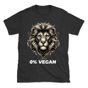 " 0% VEGAN, 100% CARNIVORE" - Gildan 64000 - Męska koszulka  (bialy napis) -Nadruk dwustronny