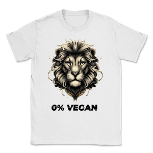 " 0% VEGAN, 100% CARNIVORE" - Gildan 64000 Softstyle  (czarny napis) dwustronny nadruk
