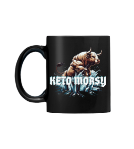 Czarny kubek "Keto Morsy" 02