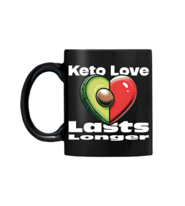 Czarny kubek "Keto Love Lasts Longer"